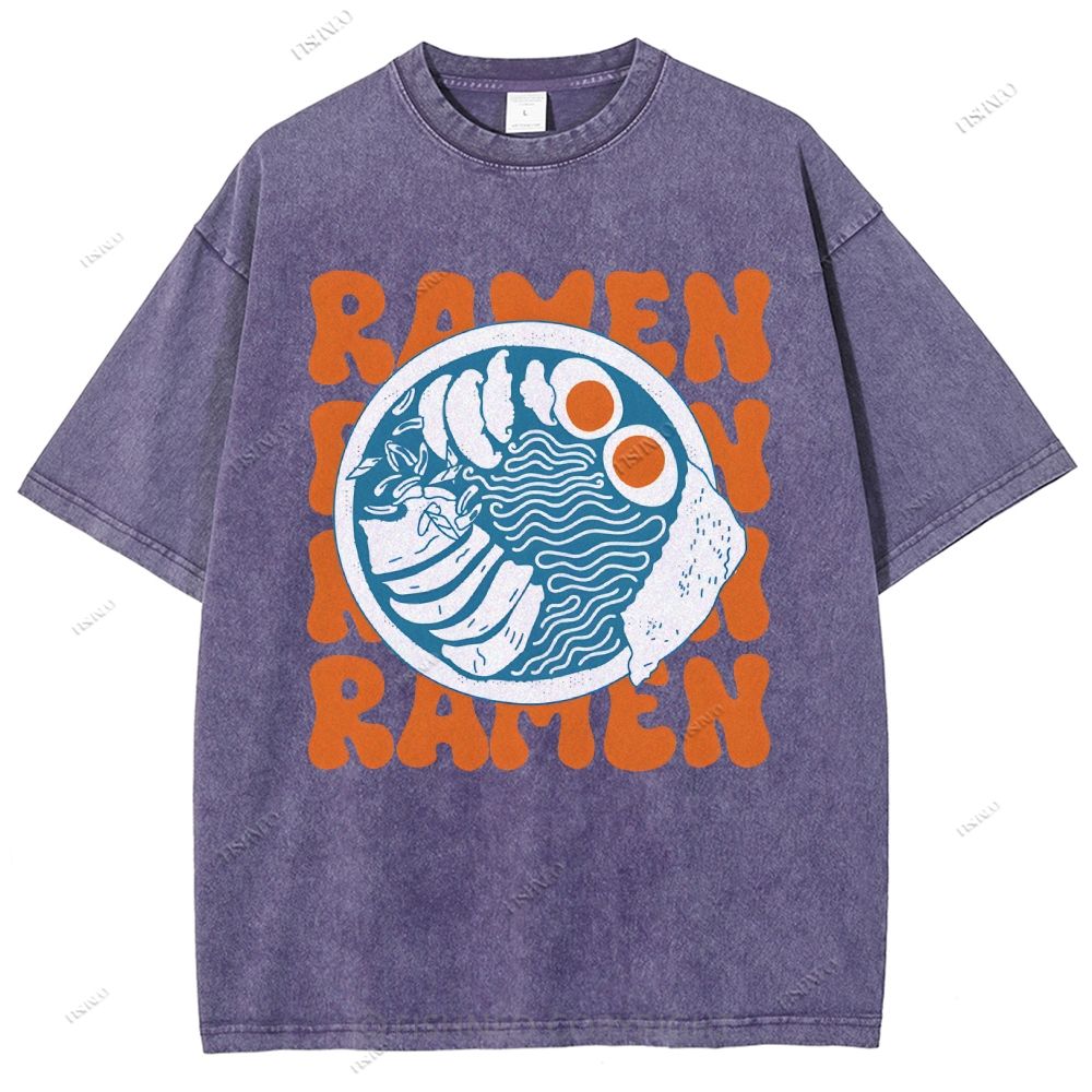 Unisex Ramen Printed Washed Tee