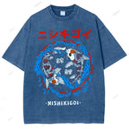 Unisex Japanese Koi Printed Washed Tee