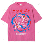 Unisex Japanese Koi Printed Washed Tee