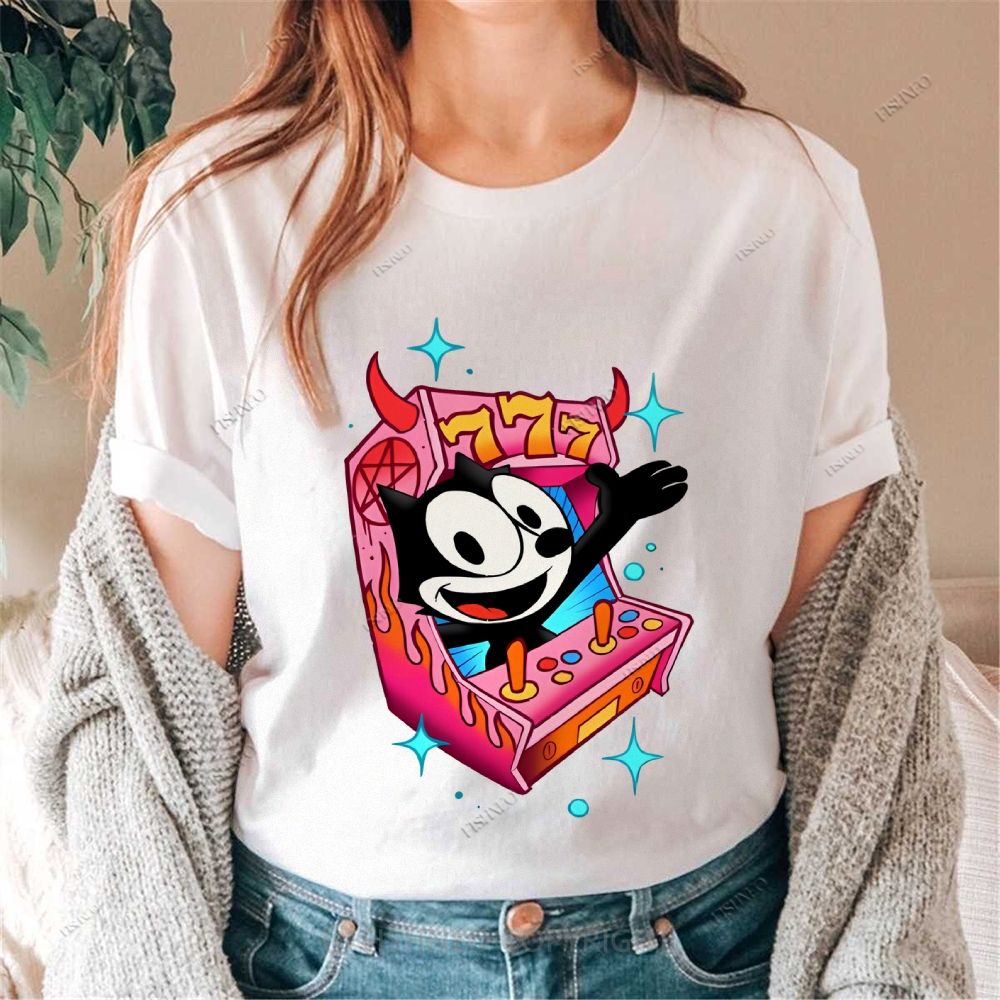 Comic Cat Cotton Casual T-Shirt
