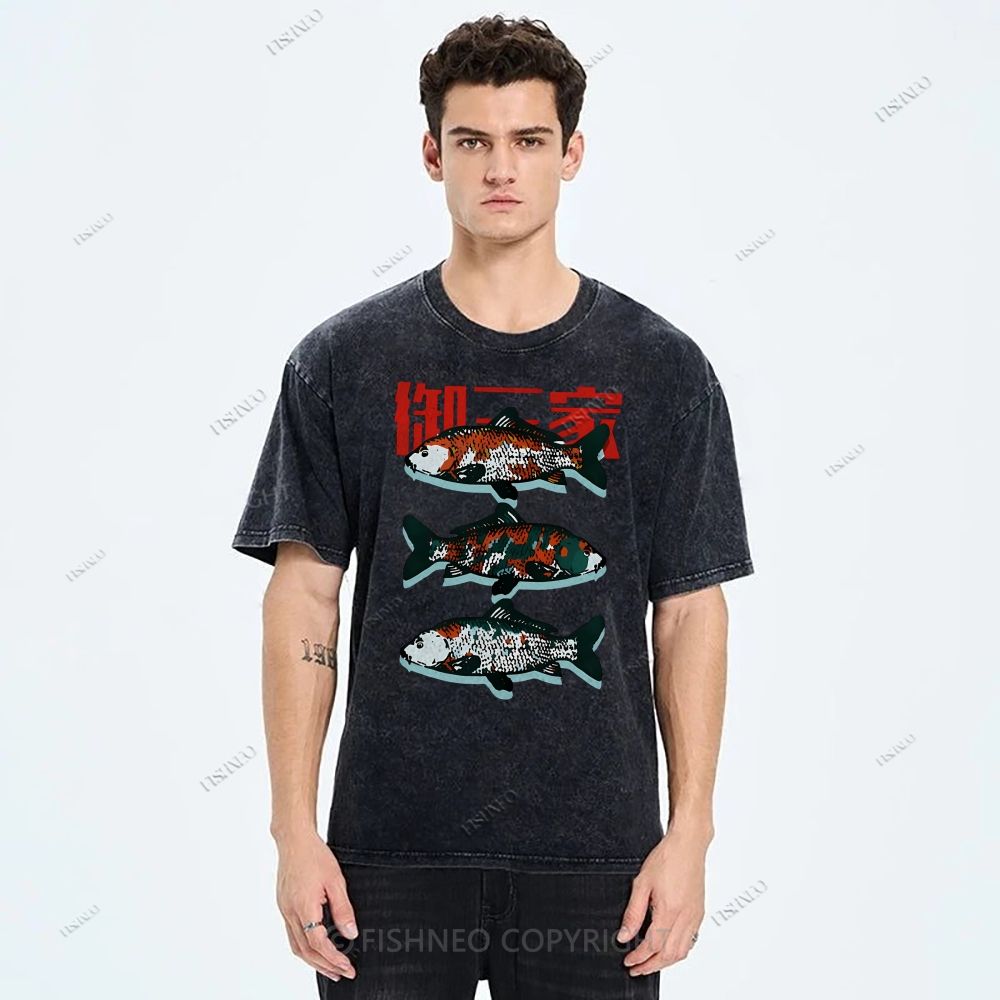 Unisex The Three Great Fishes Printed Washed Tee