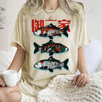 Unisex The Three Great Fishes Printed Washed Tee