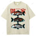 Unisex The Three Great Fishes Printed Washed Tee