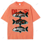 Unisex The Three Great Fishes Printed Washed Tee