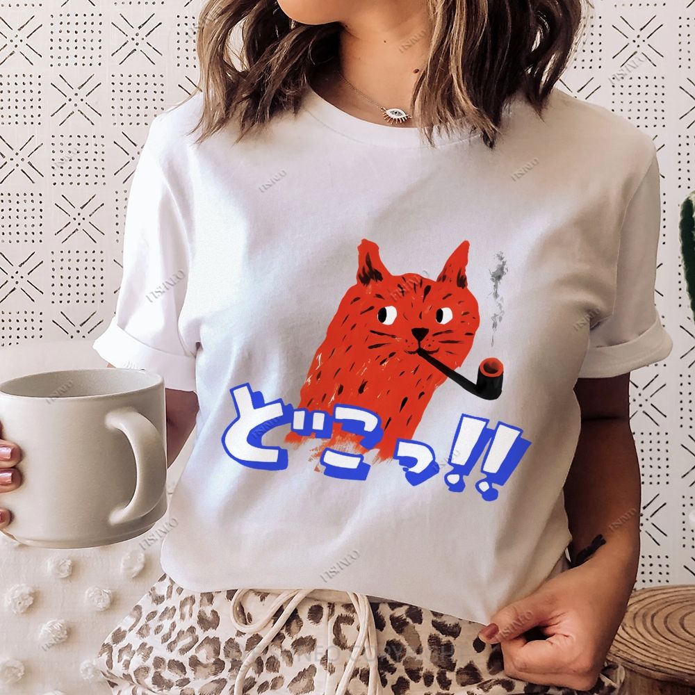 Japanese Cat Cotton Casual T-Shirt