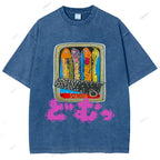 Unisex Japanese Sardine Printed Washed Tee