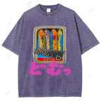 Unisex Japanese Sardine Printed Washed Tee