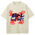 Unisex Japanese Graffiti Printed Washed Tee