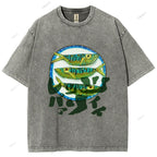 Unisex Japanese Fish Printed Washed Tee