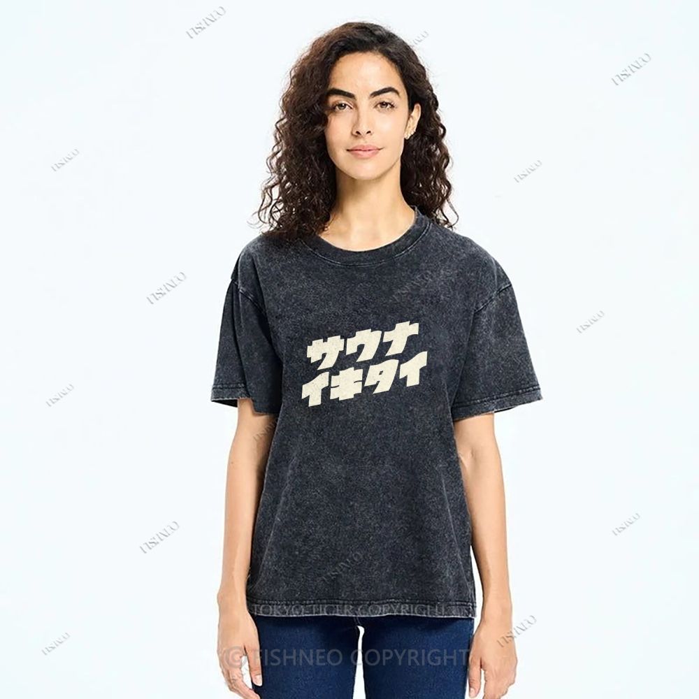 Unisex Japanese Bear Printed Design Back Washed Tee