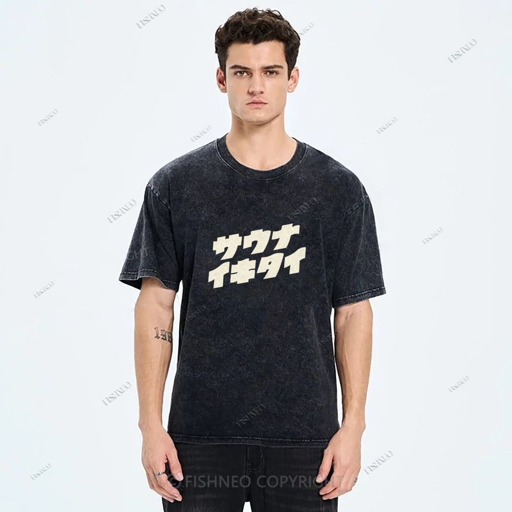 Unisex Japanese Bear Printed Design Back Washed Tee
