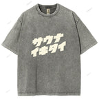 Unisex Japanese Bear Printed Design Back Washed Tee