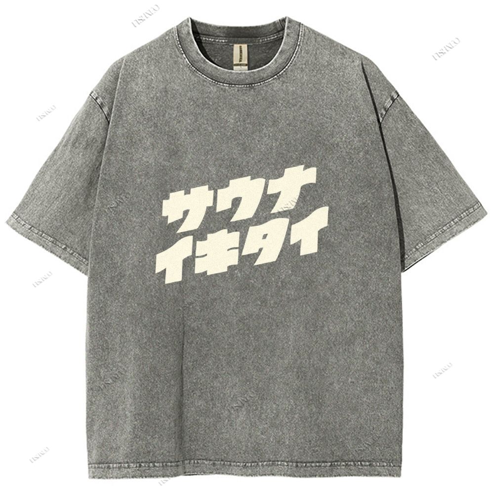 Unisex Japanese Bear Printed Design Back Washed Tee