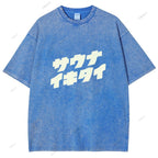 Unisex Japanese Bear Printed Design Back Washed Tee