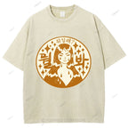 Unisex Japanese Comic Character Printed Washed Tee