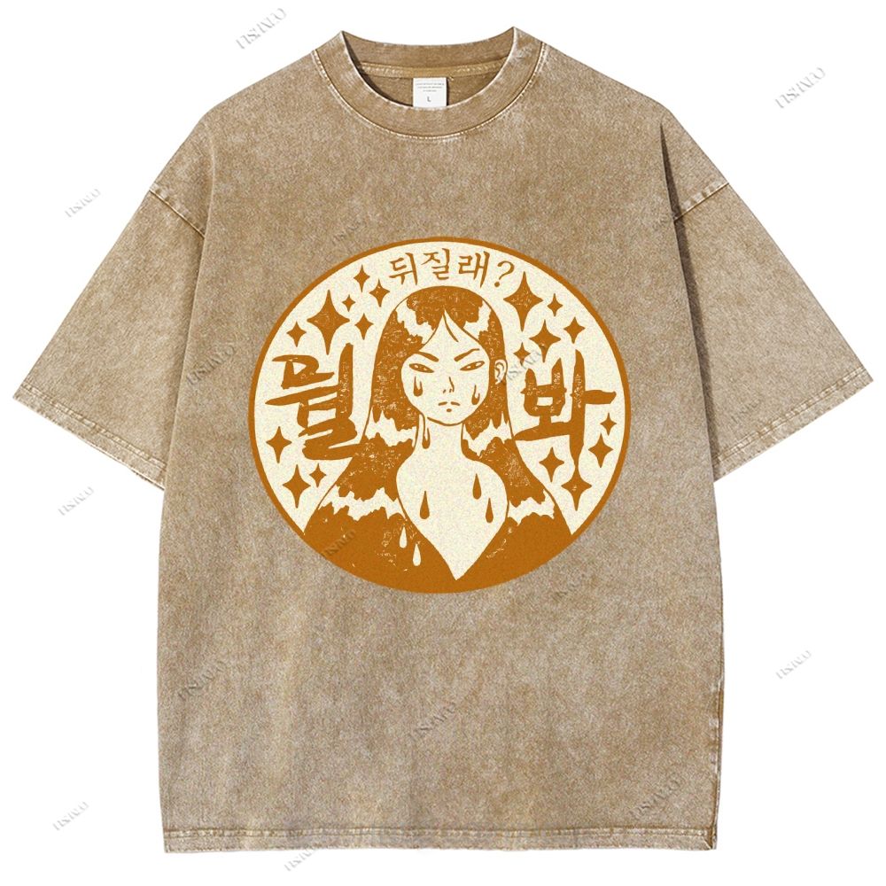 Unisex Japanese Comic Character Printed Washed Tee