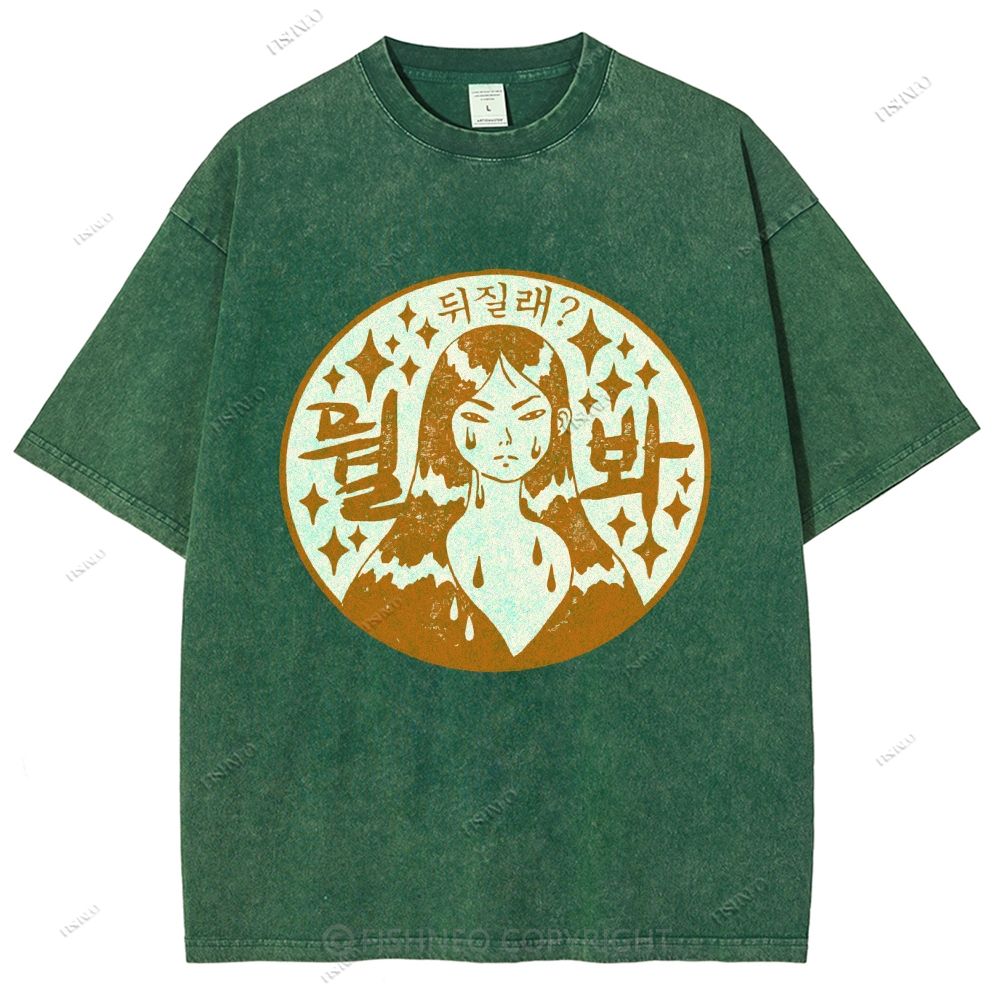 Unisex Japanese Comic Character Printed Washed Tee