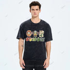 Unisex Japanese Graffiti Printed Washed Tee