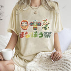 Unisex Japanese Graffiti Printed Washed Tee