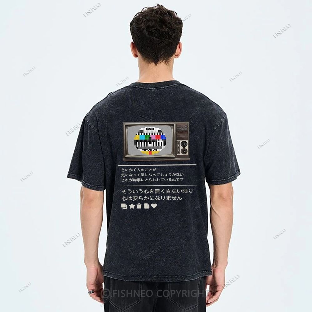 Unisex Japanese TV Printed Design Back Washed Tee