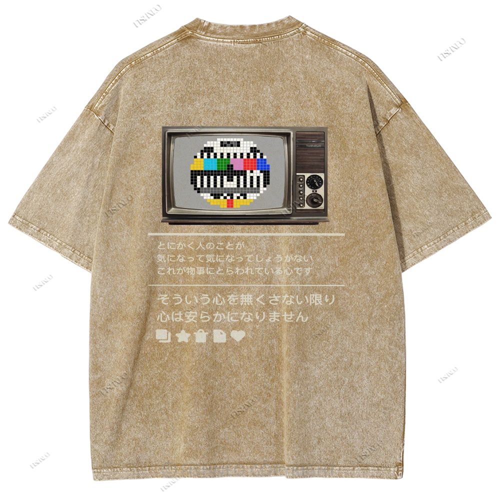 Unisex Japanese TV Printed Design Back Washed Tee