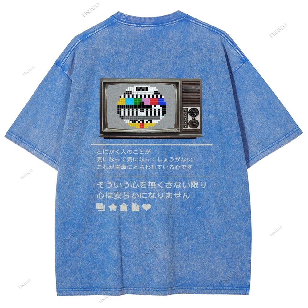 Unisex Japanese TV Printed Design Back Washed Tee