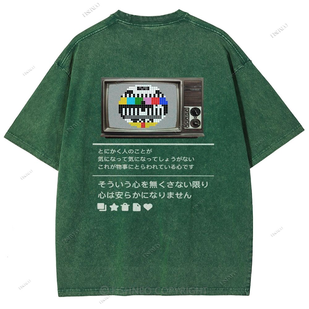 Unisex Japanese TV Printed Design Back Washed Tee