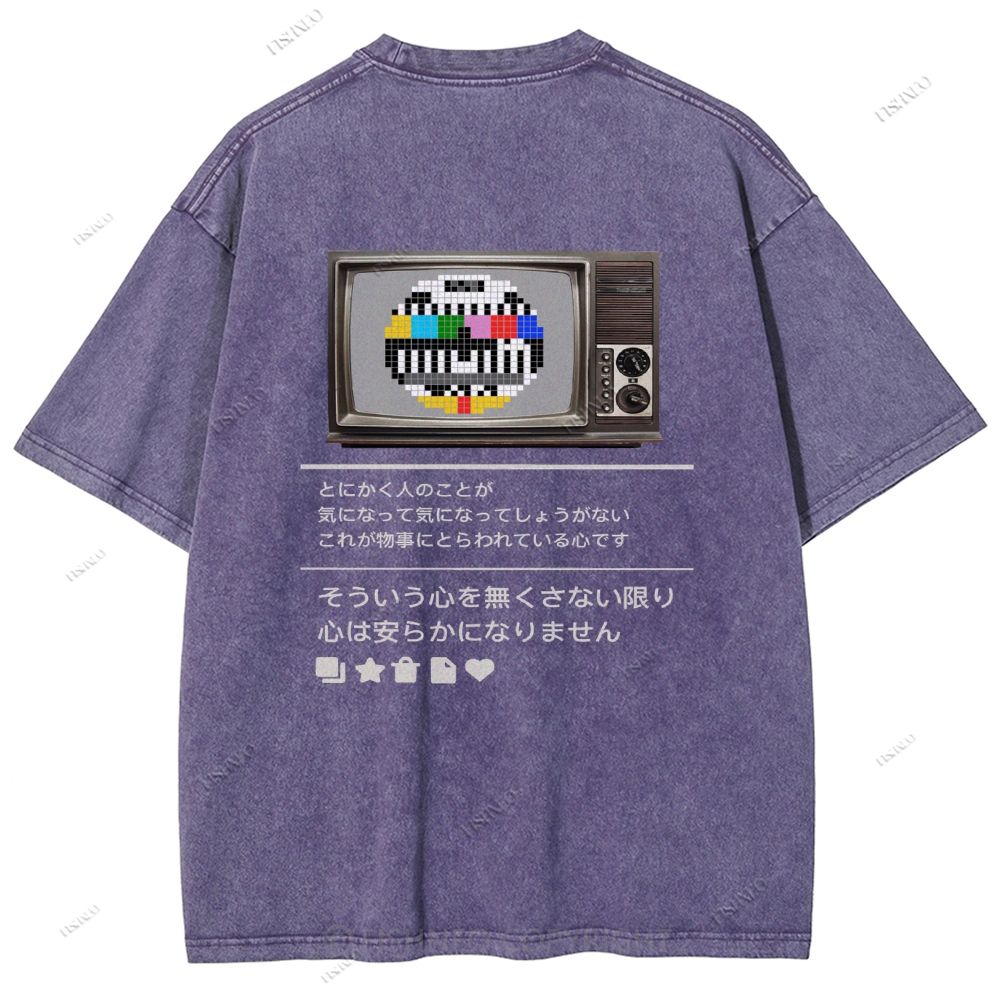 Unisex Japanese TV Printed Design Back Washed Tee