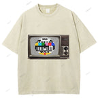 Unisex Japanese TV Printed Design Back Washed Tee