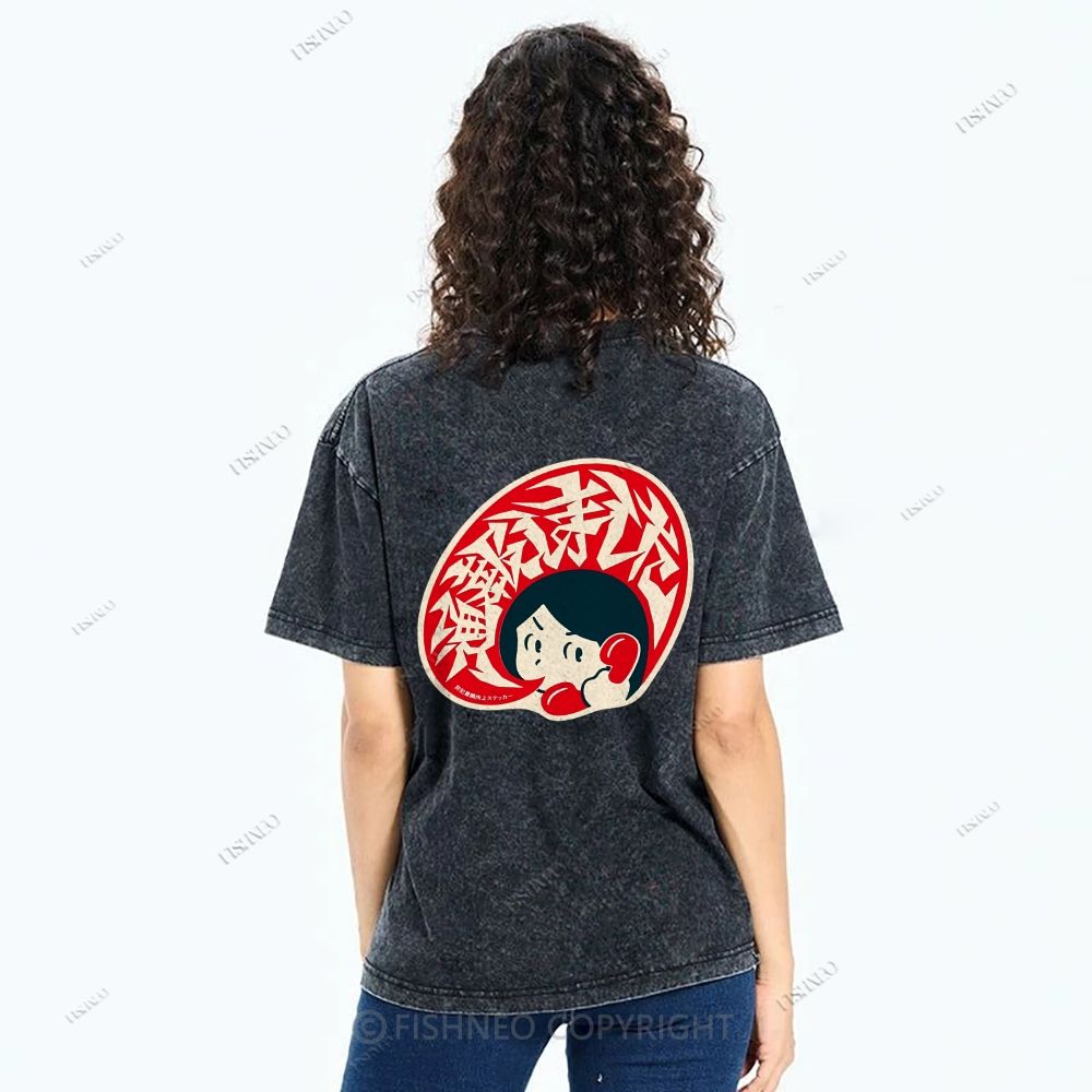 Unisex Japanese Graffiti Printed Design Back Washed Tee