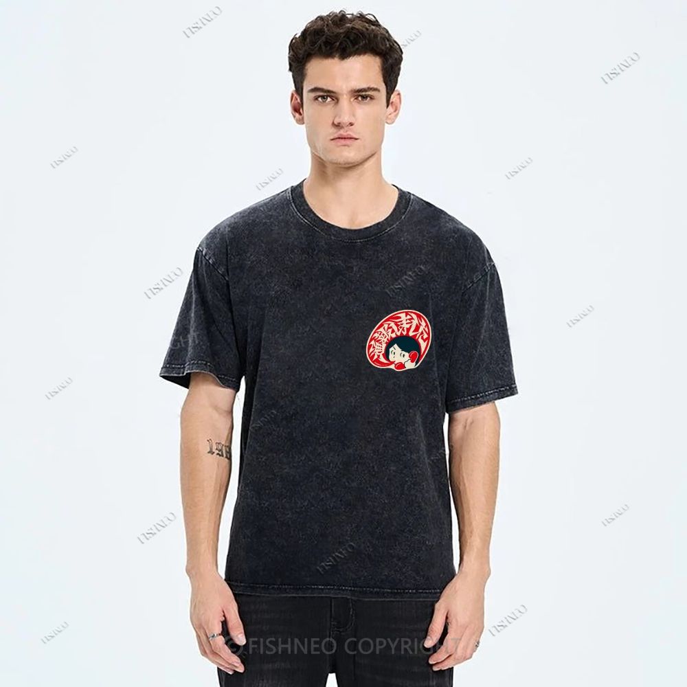Unisex Japanese Graffiti Printed Design Back Washed Tee