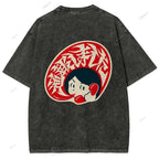 Unisex Japanese Graffiti Printed Design Back Washed Tee