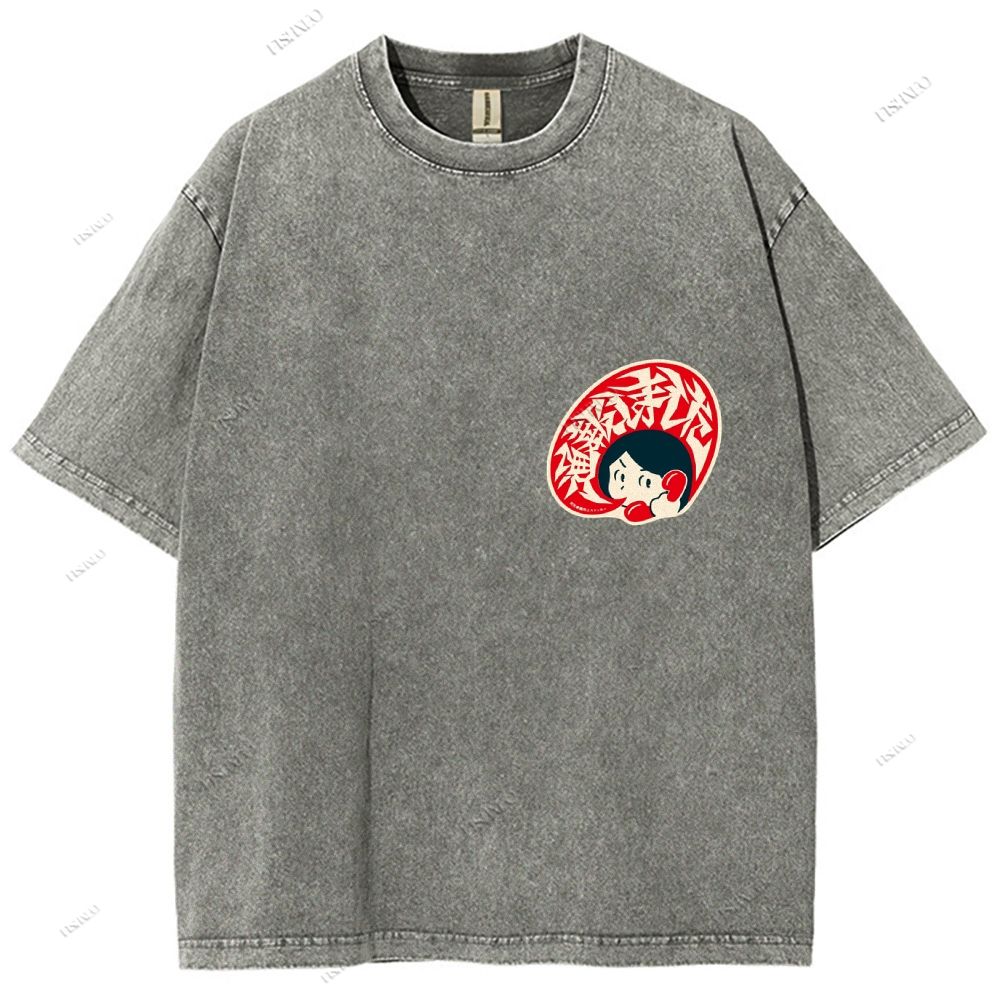 Unisex Japanese Graffiti Printed Design Back Washed Tee