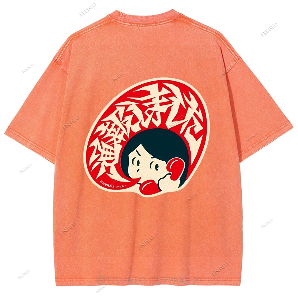 Unisex Japanese Graffiti Printed Design Back Washed Tee