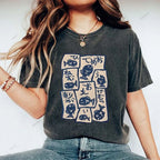 Unisex Japanese Fish Graffiti Printed Washed Tee