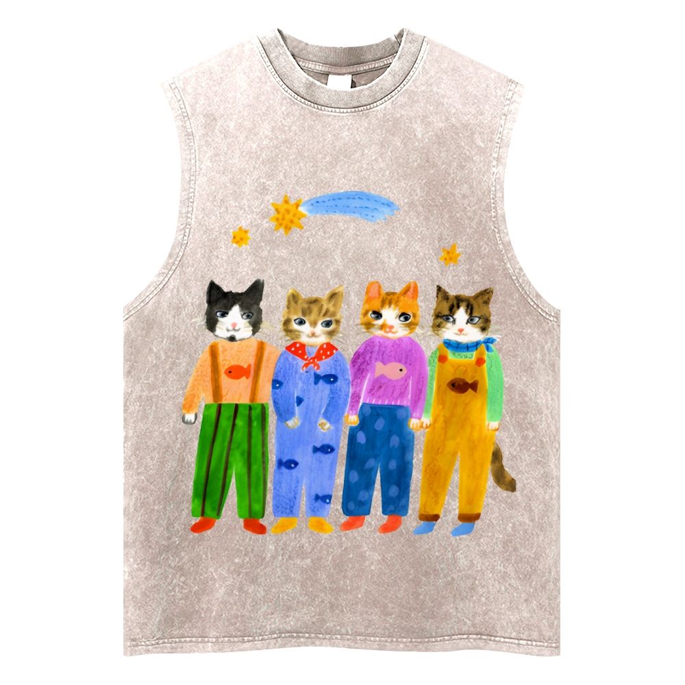 Cat in Sunny Day Unisex Washed Tank Top