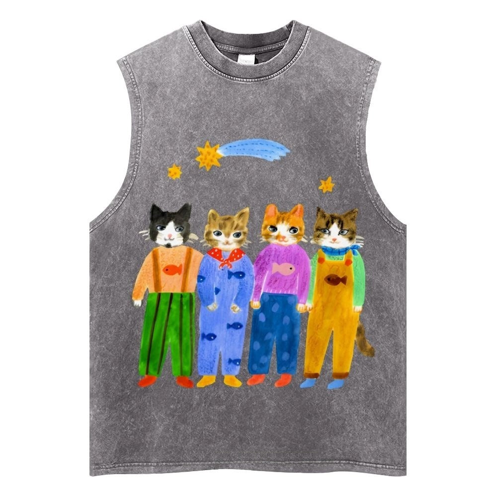 Cat in Sunny Day Unisex Washed Tank Top