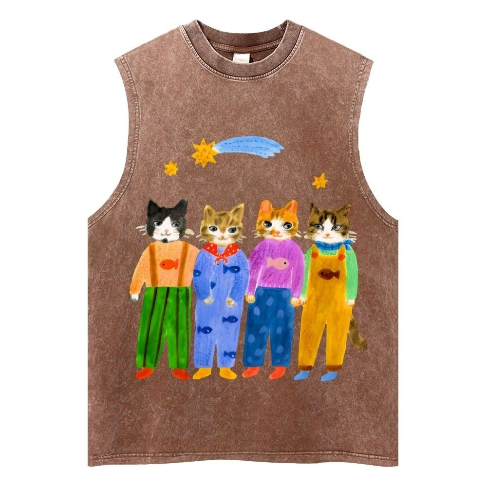 Cat in Sunny Day Unisex Washed Tank Top
