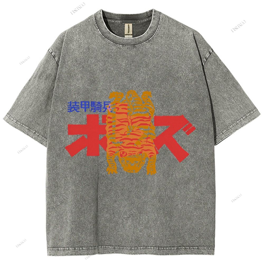 Unisex Japanese Graffiti Printed Washed Tee