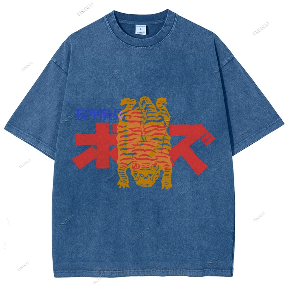 Unisex Japanese Graffiti Printed Washed Tee