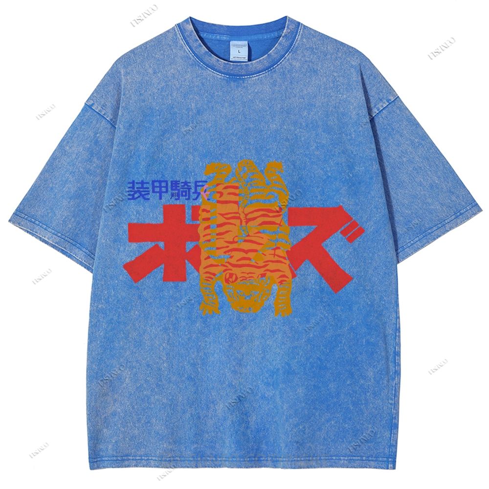 Unisex Japanese Graffiti Printed Washed Tee