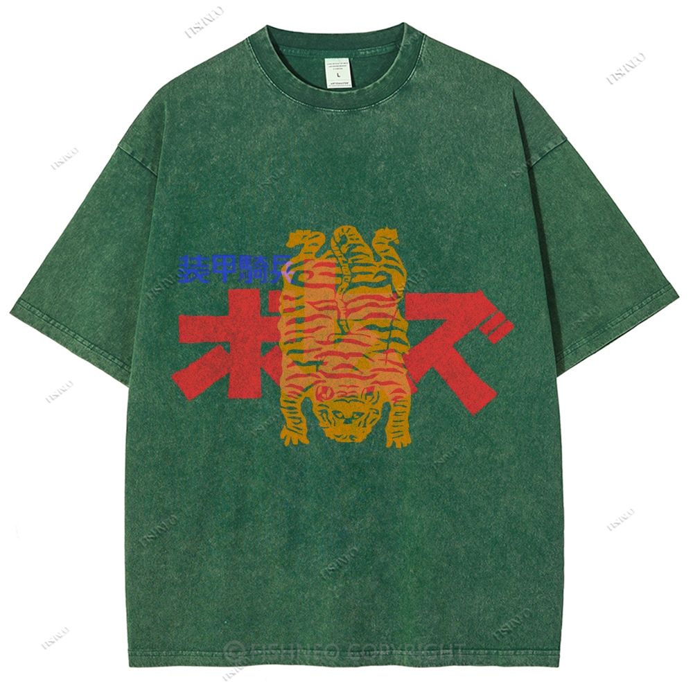Unisex Japanese Graffiti Printed Washed Tee