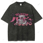 Unisex Japanese Bear Printed Washed Tee
