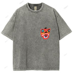 Unisex Lion Dance Graffiti Printed Design Back Washed Tee