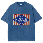 Unisex Japanese Printed Washed Tee