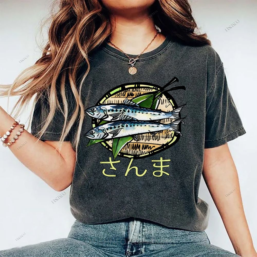 Unisex Saury Printed Washed Tee