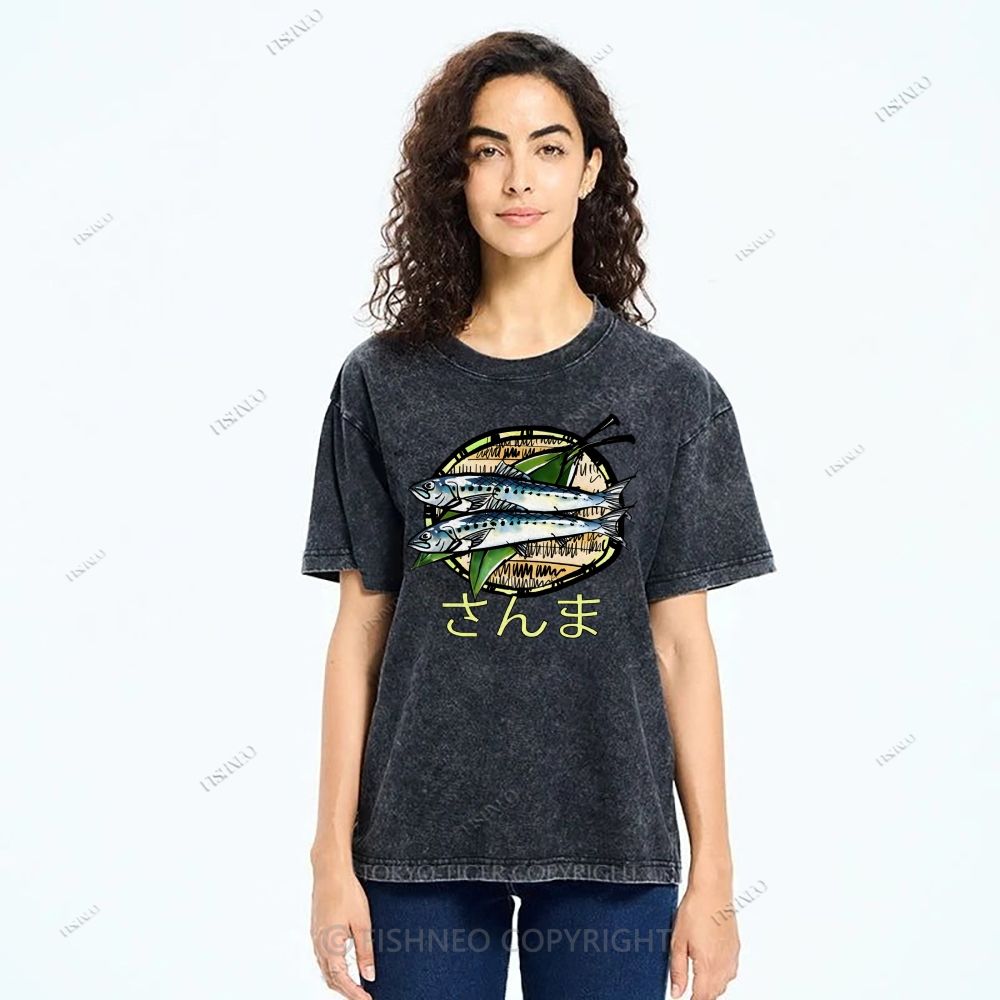 Unisex Saury Printed Washed Tee