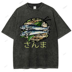 Unisex Saury Printed Washed Tee