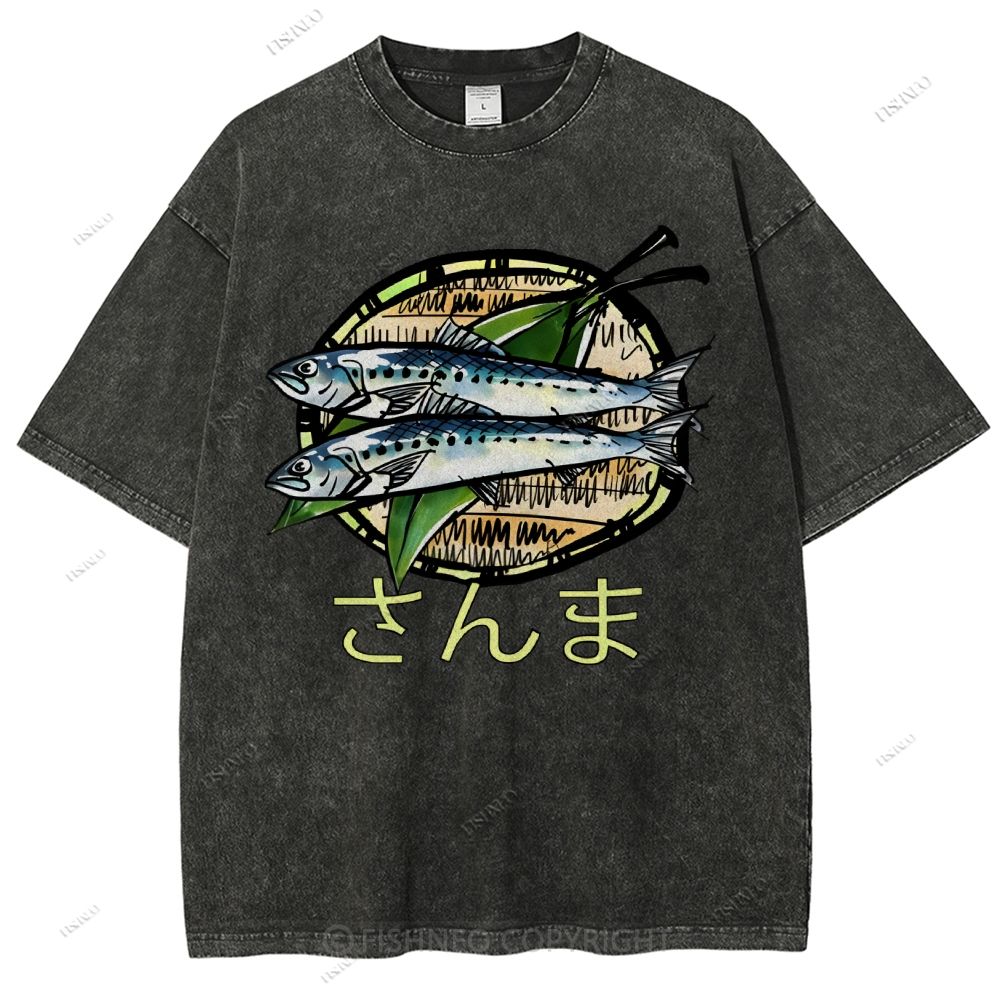 Unisex Saury Printed Washed Tee