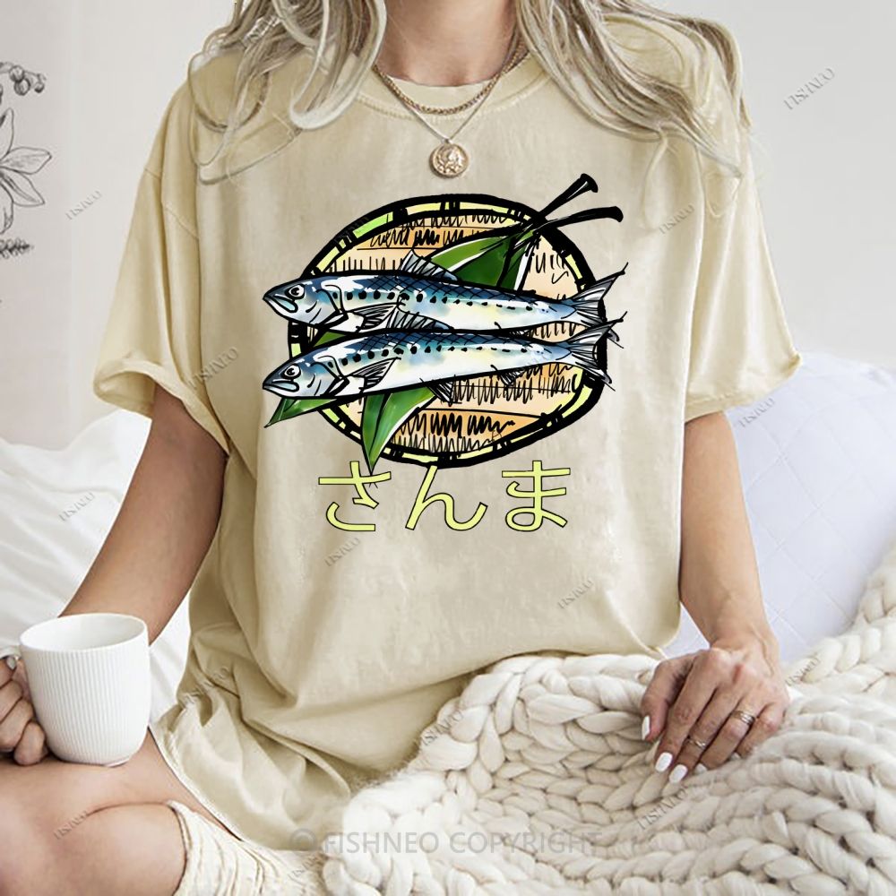 Unisex Saury Printed Washed Tee